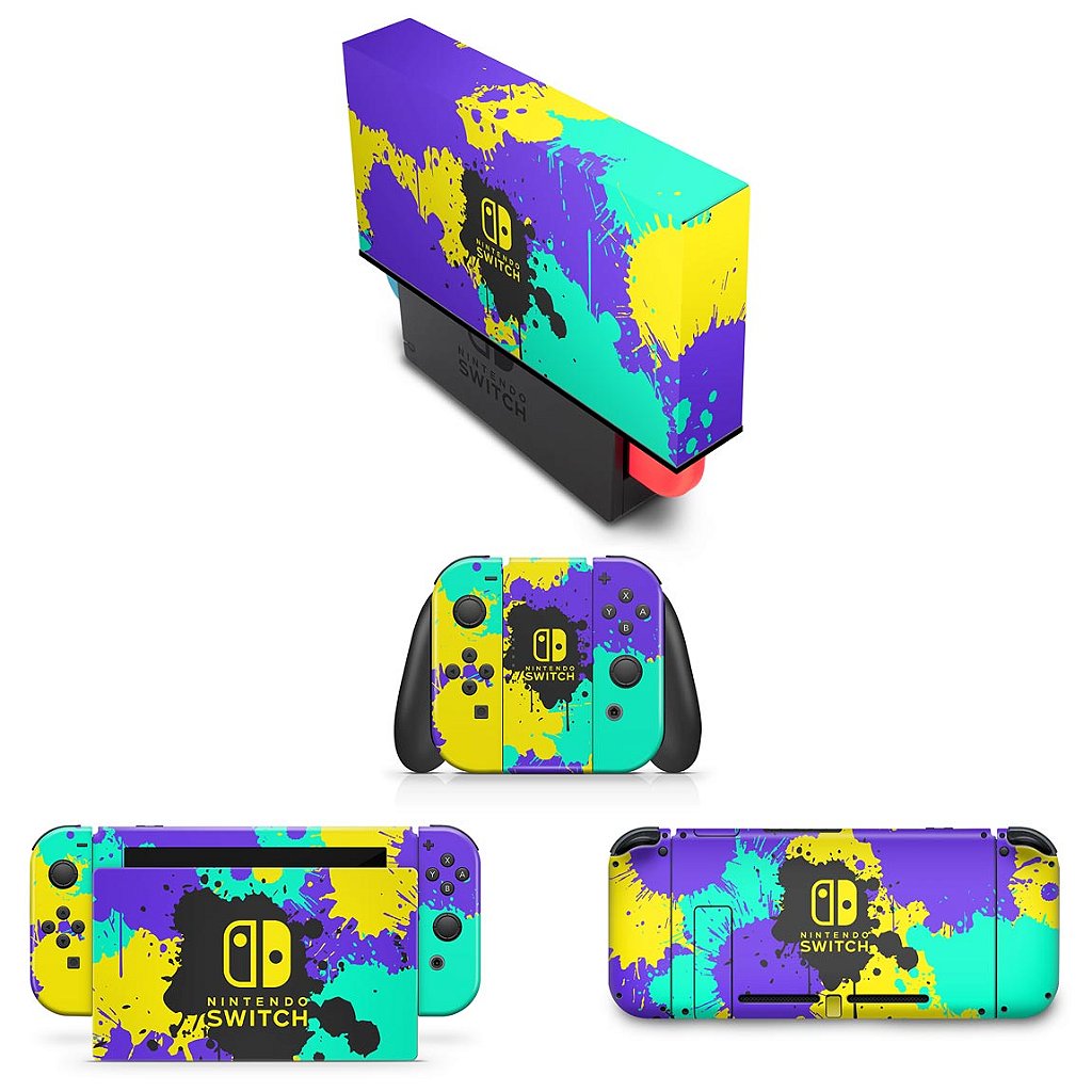 KIT Capa Anti Poeira e Skin Anti-Rage Nintendo Switch 1 - Splatoon 3