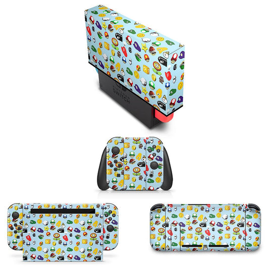 KIT Capa Anti Poeira e Skin Anti-Rage Nintendo Switch 1 - Super Mario