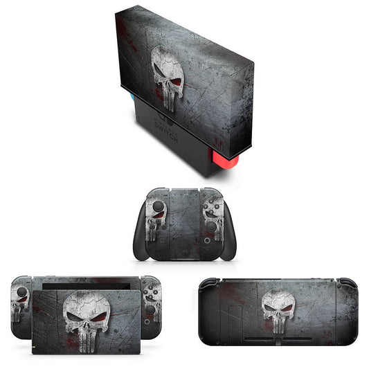 KIT Capa Anti Poeira e Skin Anti-Rage Nintendo Switch 1 - The Punisher Justiceiro