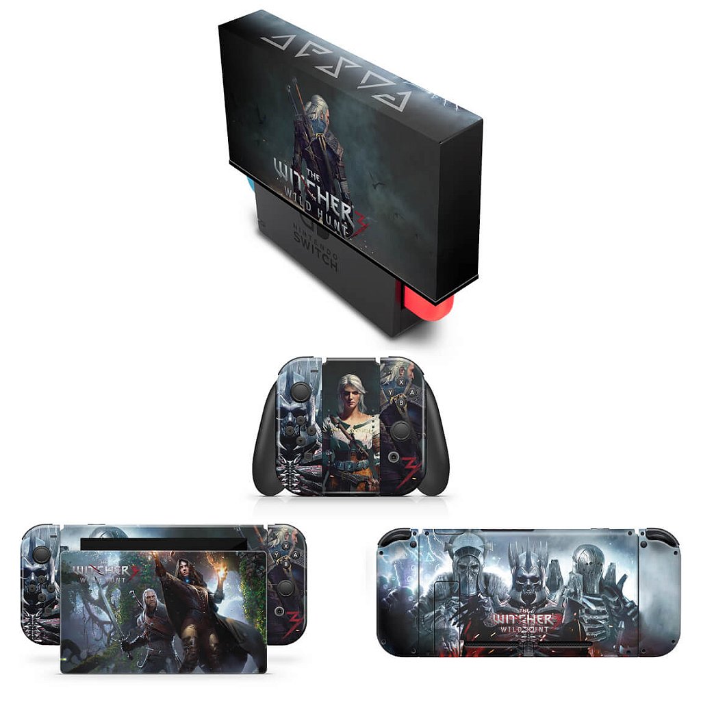 KIT Capa Anti Poeira e Skin Anti-Rage Nintendo Switch 1 - The Witcher 3: Wild Hunt