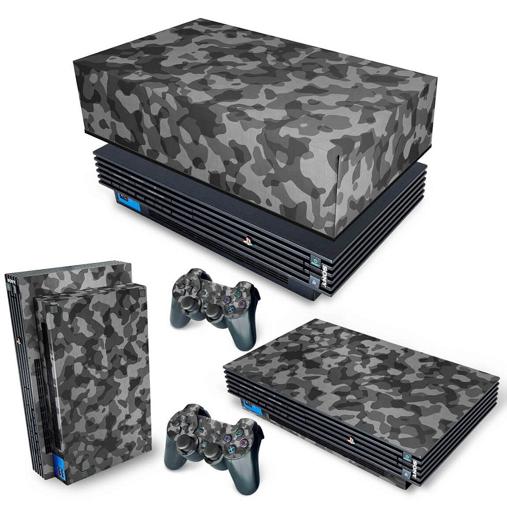 KIT Capa Anti Poeira e Skin Anti-Rage PS2 Fat - Camuflada Cinza