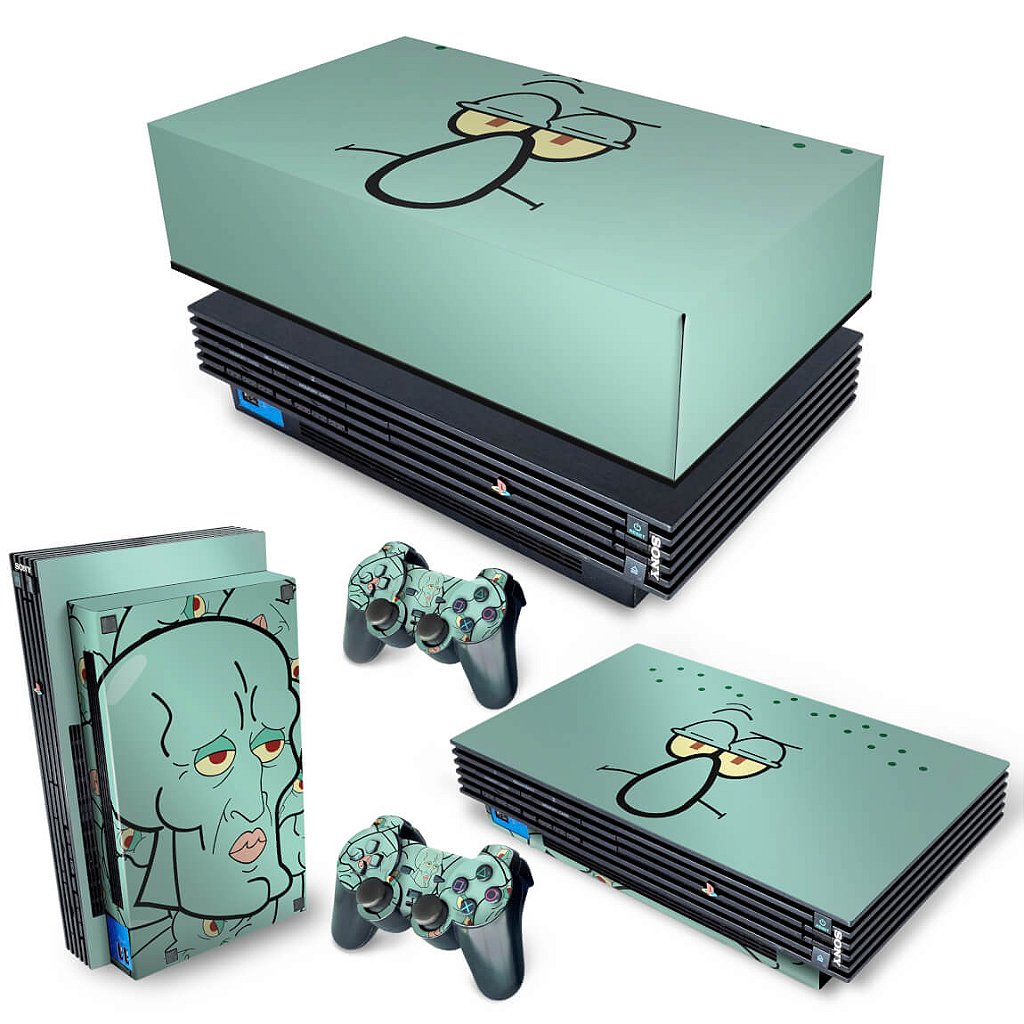 KIT Capa Anti Poeira e Skin Anti-Rage PS2 Fat - Lula Molusco Bob Esponja