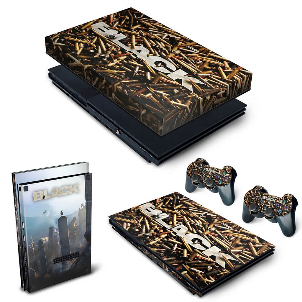 KIT Capa Anti Poeira e Skin Anti-Rage PS2 Slim - Black