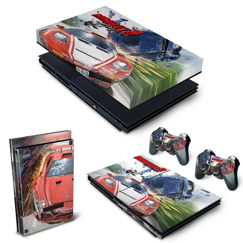 KIT Capa Anti Poeira e Skin Anti-Rage PS2 Slim - Burnout 3