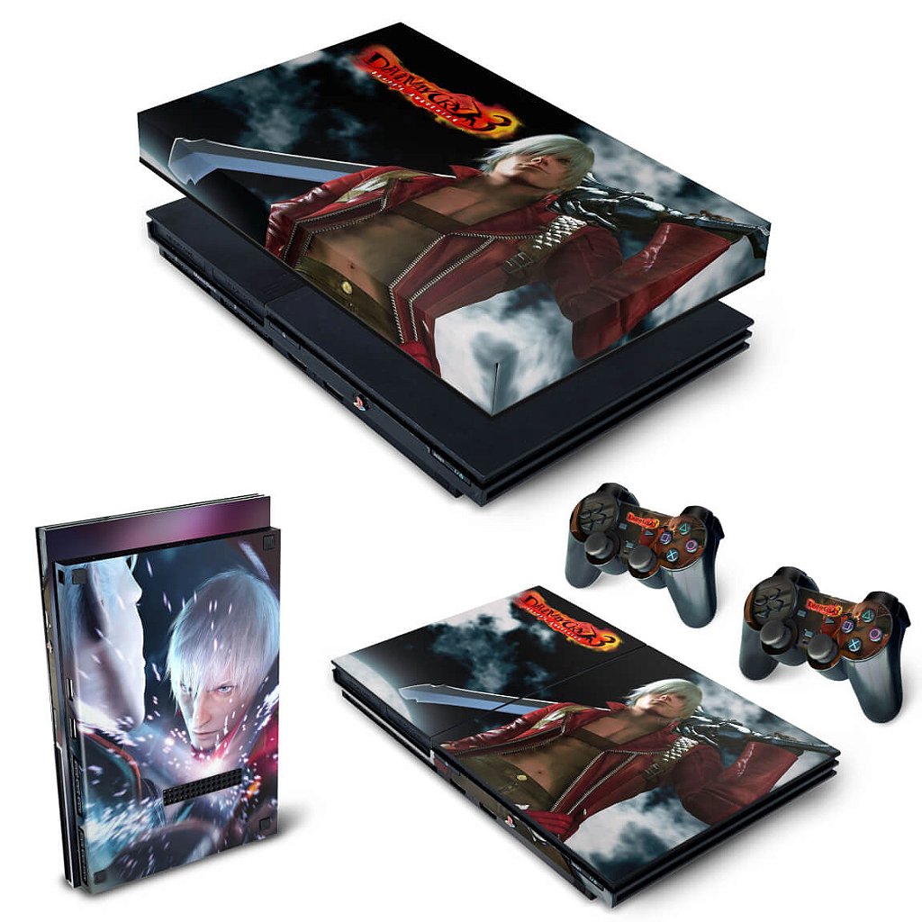 KIT Capa Anti Poeira e Skin Anti-Rage PS2 Slim - Devil May Cry 3