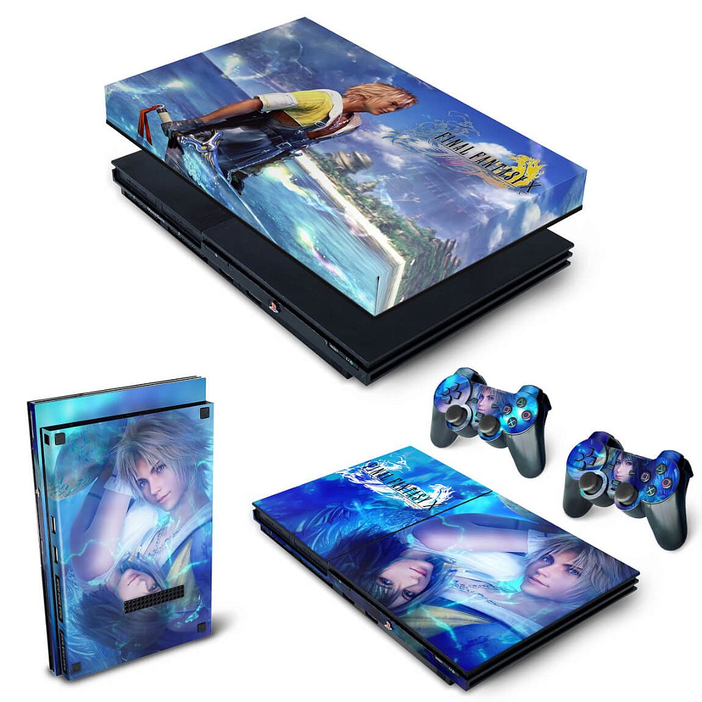 KIT Capa Anti Poeira e Skin Anti-Rage PS2 Slim - Final Fantasy X