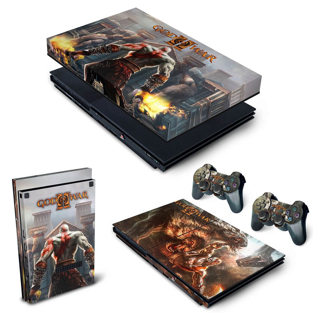 KIT Capa Anti Poeira e Skin Anti-Rage PS2 Slim - God Of War 2 II
