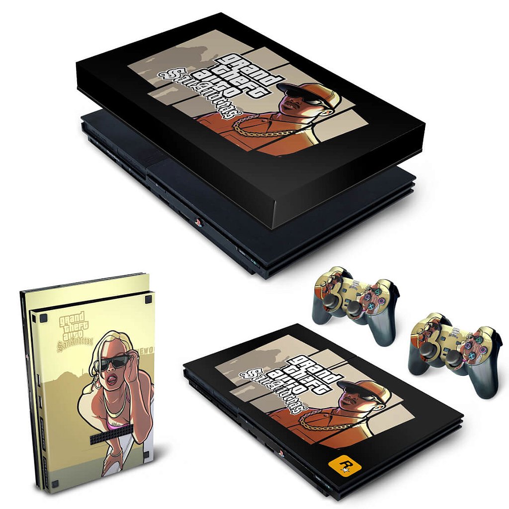 KIT Capa Anti Poeira e Skin Anti-Rage PS2 Slim - GTA San Andreas