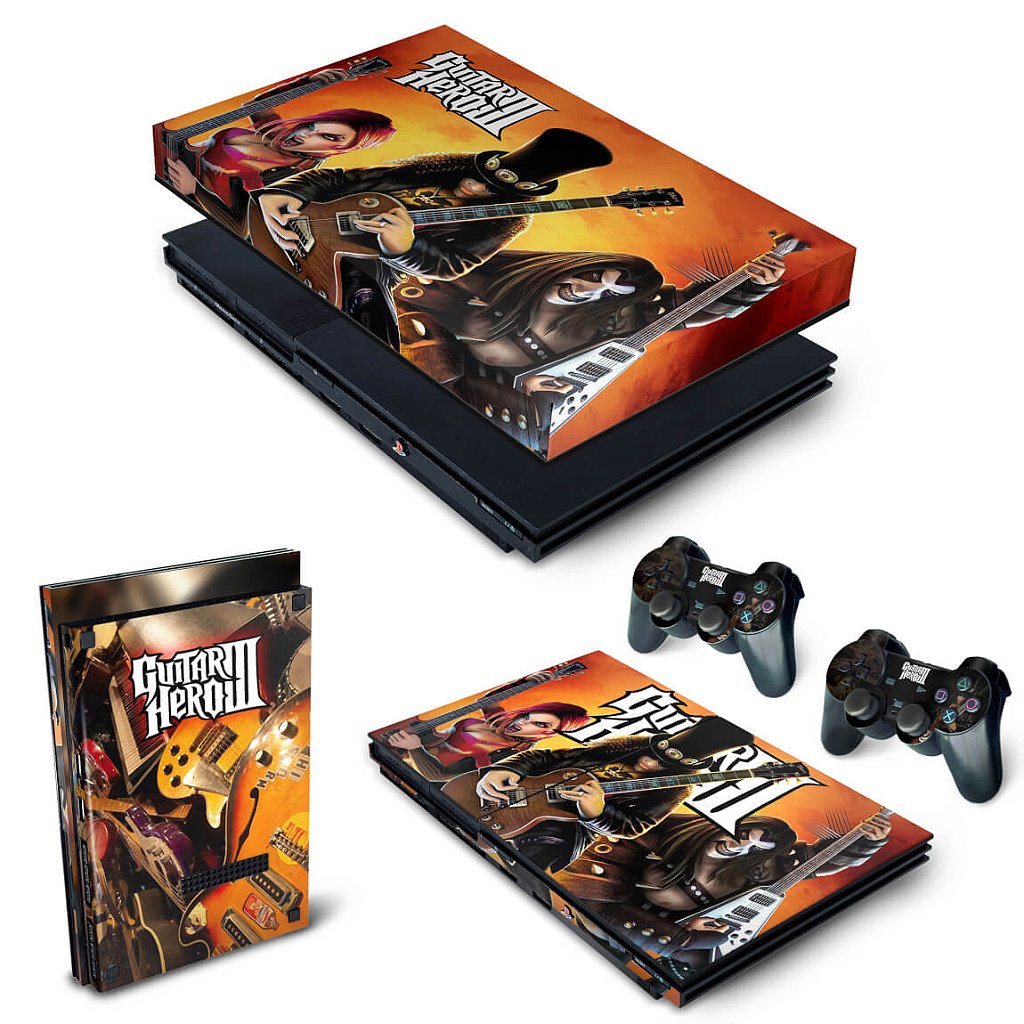 KIT Capa Anti Poeira e Skin Anti-Rage PS2 Slim - Guitar Hero III 3