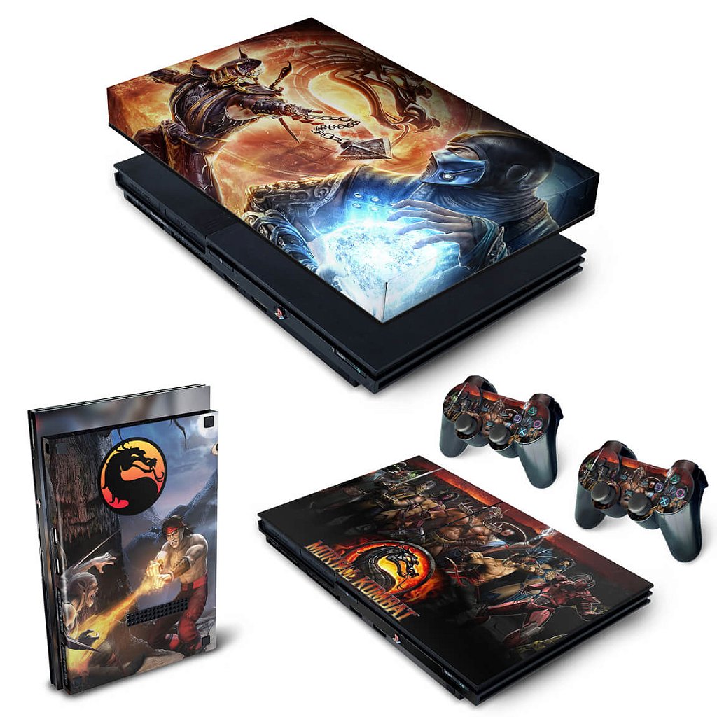 KIT Capa Anti Poeira e Skin Anti-Rage PS2 Slim - Mortal Kombat
