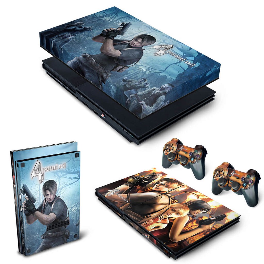KIT Capa Anti Poeira e Skin Anti-Rage PS2 Slim - Resident Evil 4