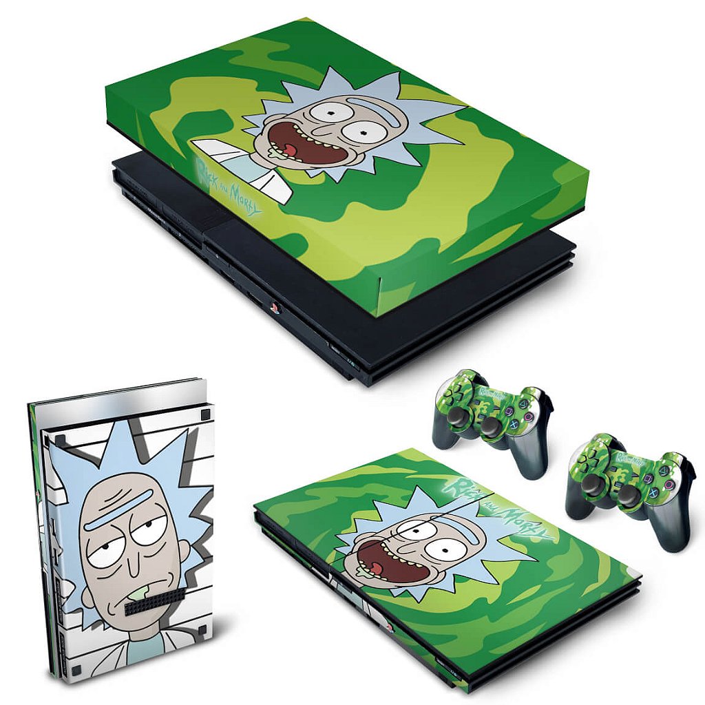KIT Capa Anti Poeira e Skin Anti-Rage PS2 Slim - Rick And Morty