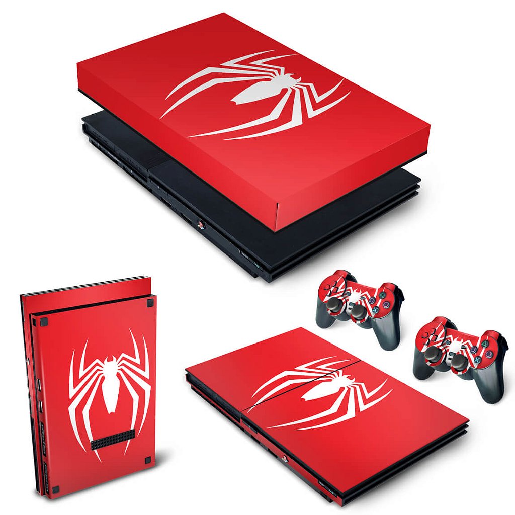 KIT Capa Anti Poeira e Skin Anti-Rage PS2 Slim - Spider-man Homem-Aranha