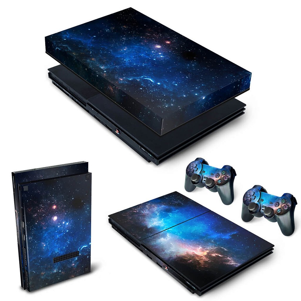 KIT Capa Anti Poeira e Skin Anti-Rage PS2 Slim - Universo Cosmos