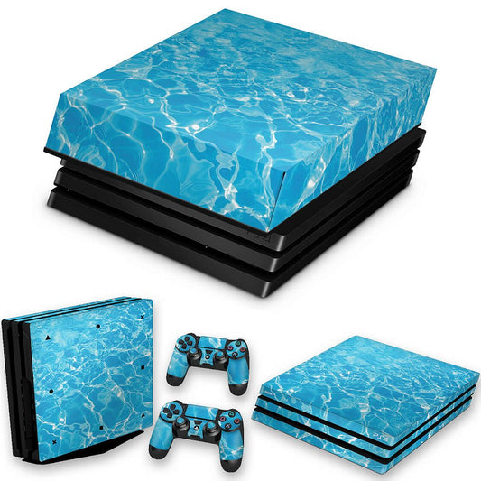 KIT Capa Anti Poeira e Skin Anti-Rage PS4 Pro - Aquático Água