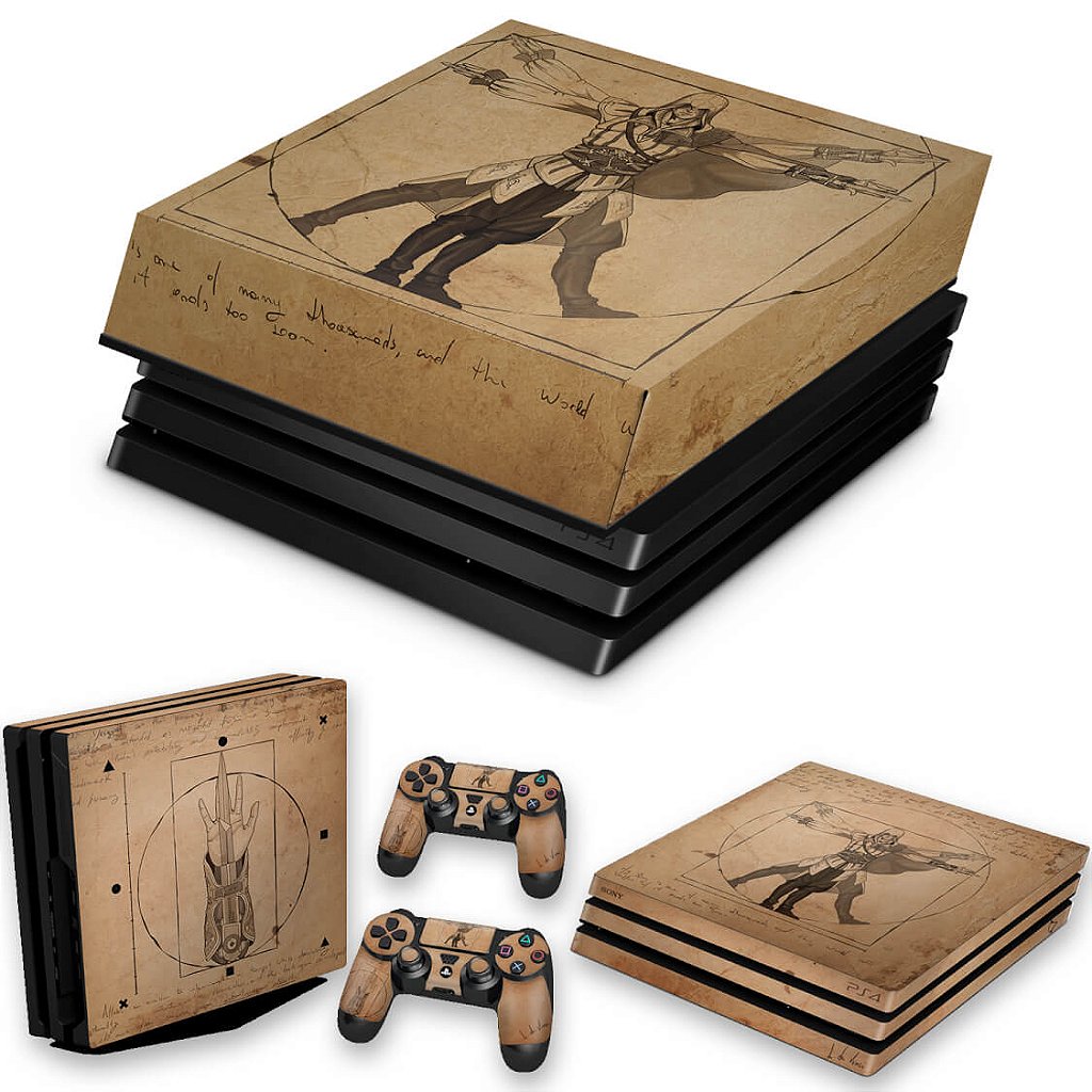 KIT Capa Anti Poeira e Skin Anti-Rage PS4 Pro - Assassin’S Creed Vitruviano
