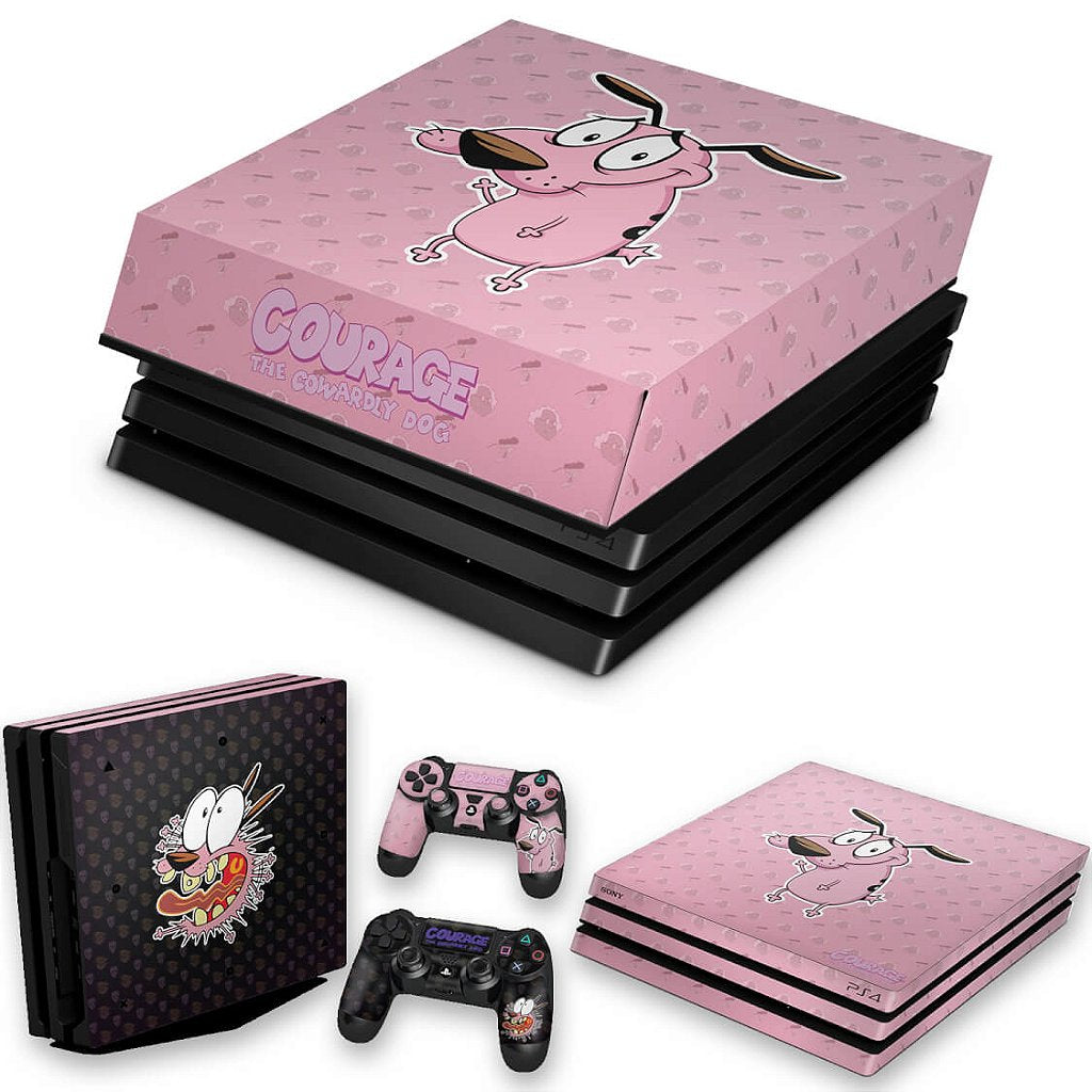 KIT Capa Anti Poeira e Skin Anti-Rage PS4 Pro - Coragem: O cão covarde