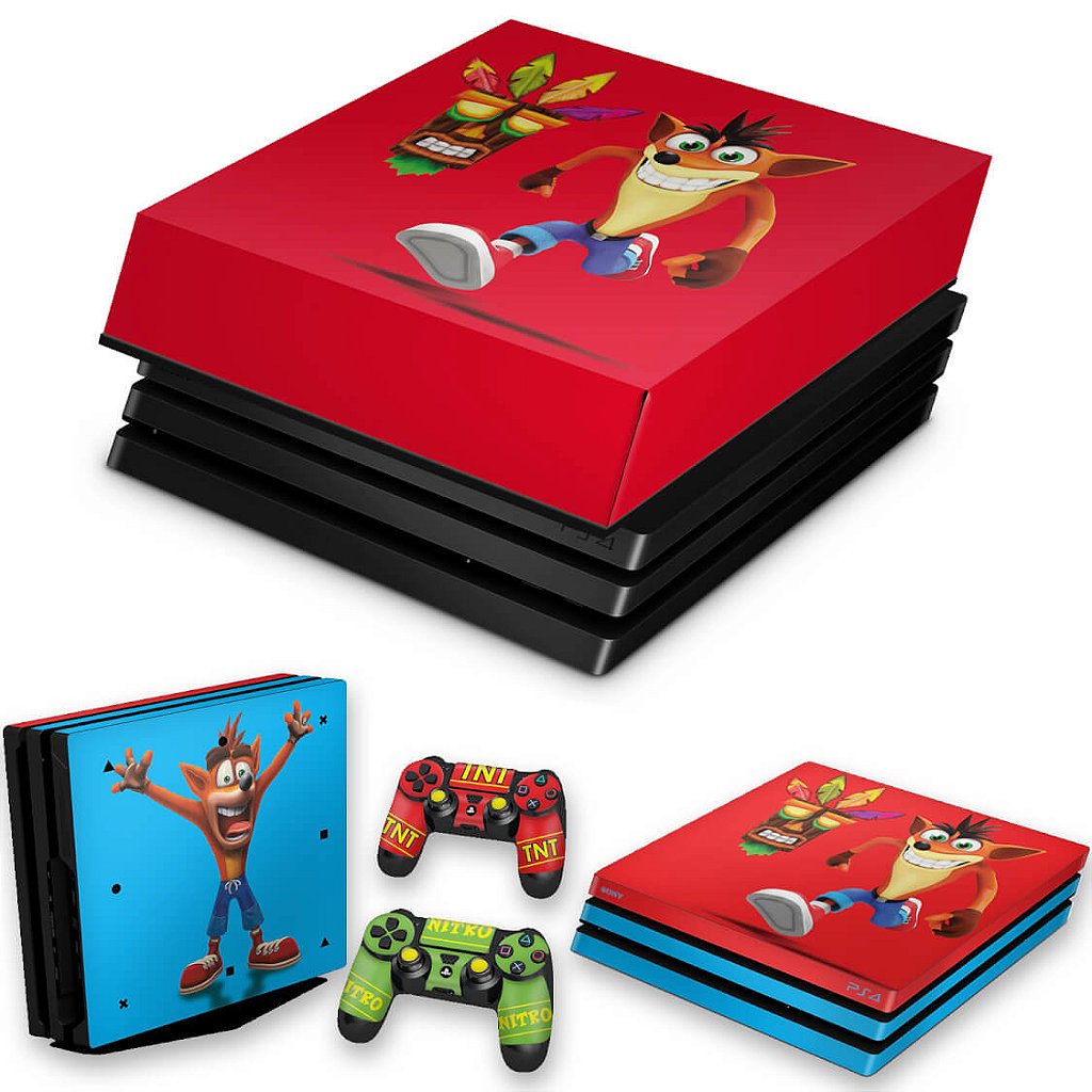 KIT Capa Anti Poeira e Skin Anti-Rage PS4 Pro - Crash Bandicoot