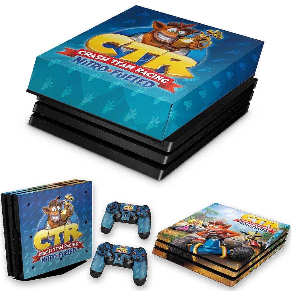 KIT Capa Anti Poeira e Skin Anti-Rage PS4 Pro - Crash Team Racing Ctr