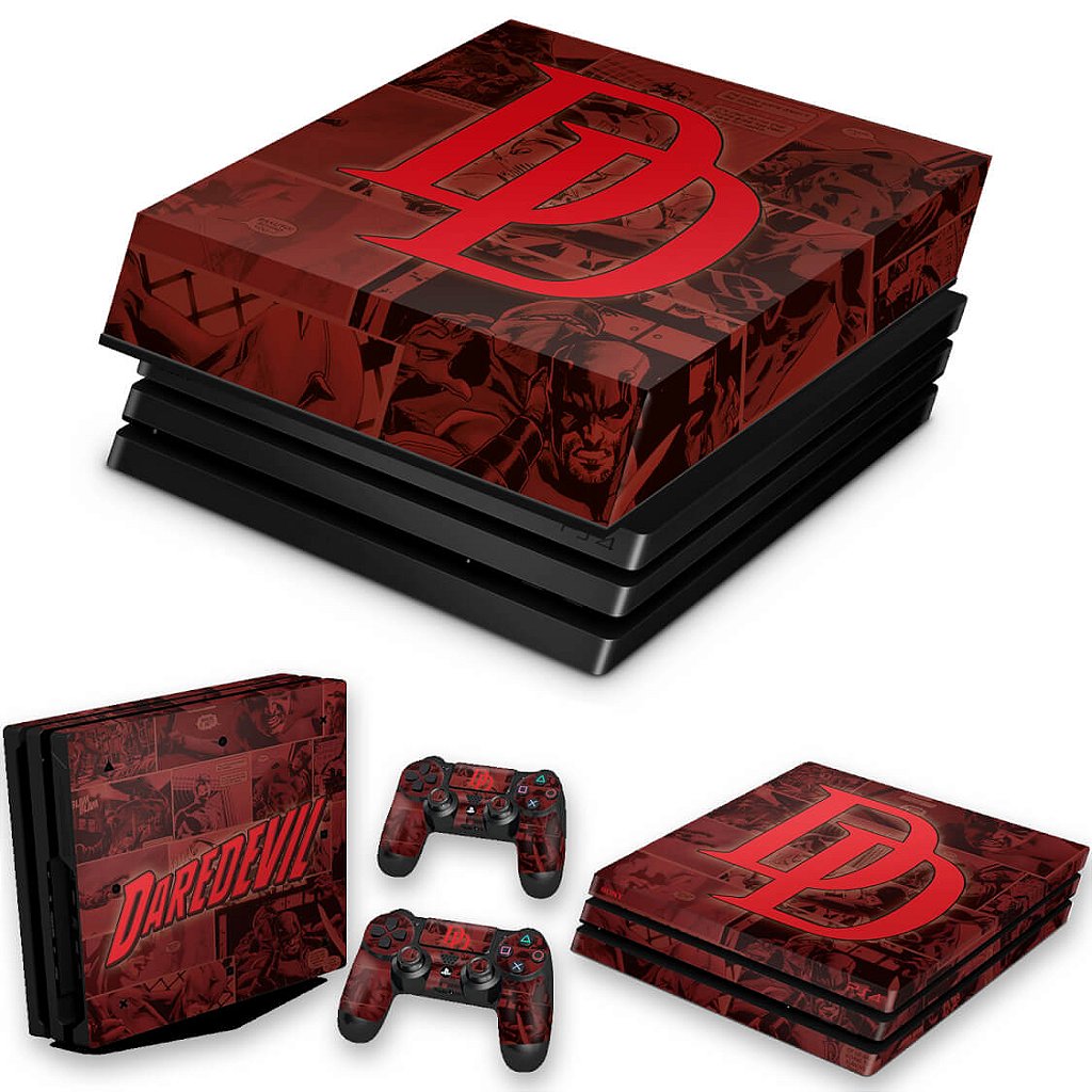 KIT Capa Anti Poeira e Skin Anti-Rage PS4 Pro - Daredevil Demolidor Comics