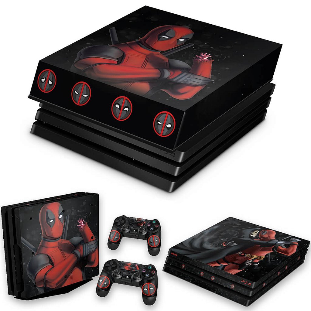 KIT Capa Anti Poeira e Skin Anti-Rage PS4 Pro - Deadpool 2