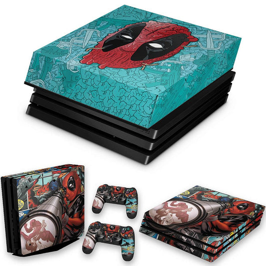 KIT Capa Anti Poeira e Skin Anti-Rage PS4 Pro - Deadpool