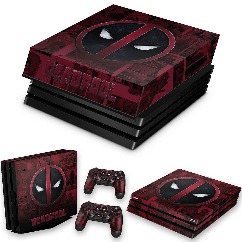 KIT Capa Anti Poeira e Skin Anti-Rage PS4 Pro - Deadpool Comics