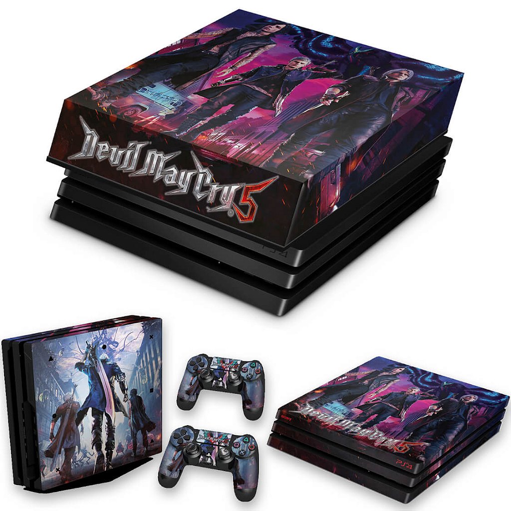 KIT Capa Anti Poeira e Skin Anti-Rage PS4 Pro - Devil May Cry 5