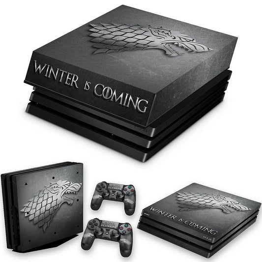 KIT Capa Anti Poeira e Skin Anti-Rage PS4 Pro - Game Of Thrones Stark