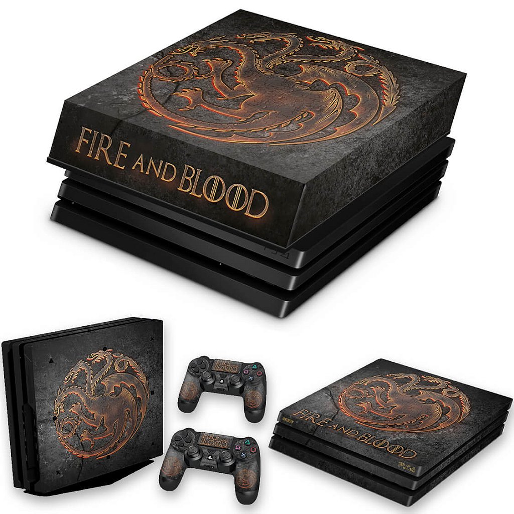 KIT Capa Anti Poeira e Skin Anti-Rage PS4 Pro - Game Of Thrones Targaryen