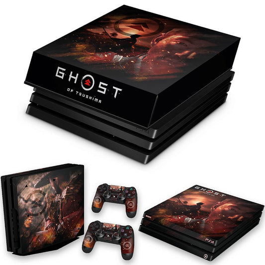 KIT Capa Anti Poeira e Skin Anti-Rage PS4 Pro - Ghost Of Tsushima