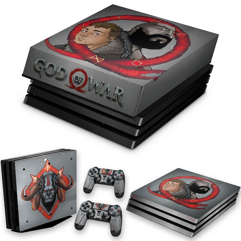 KIT Capa Anti Poeira e Skin Anti-Rage PS4 Pro - God Of War 4