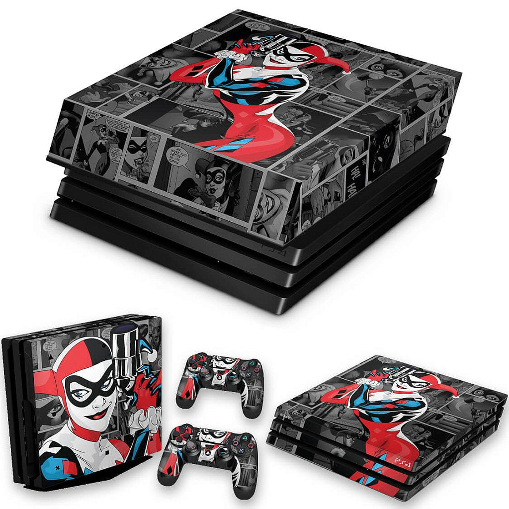 KIT Capa Anti Poeira e Skin Anti-Rage PS4 Pro - Harley Quinn - Arlequina #A