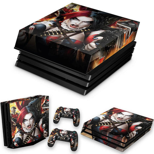 KIT Capa Anti Poeira e Skin Anti-Rage PS4 Pro - Harley Quinn - Arlequina #B