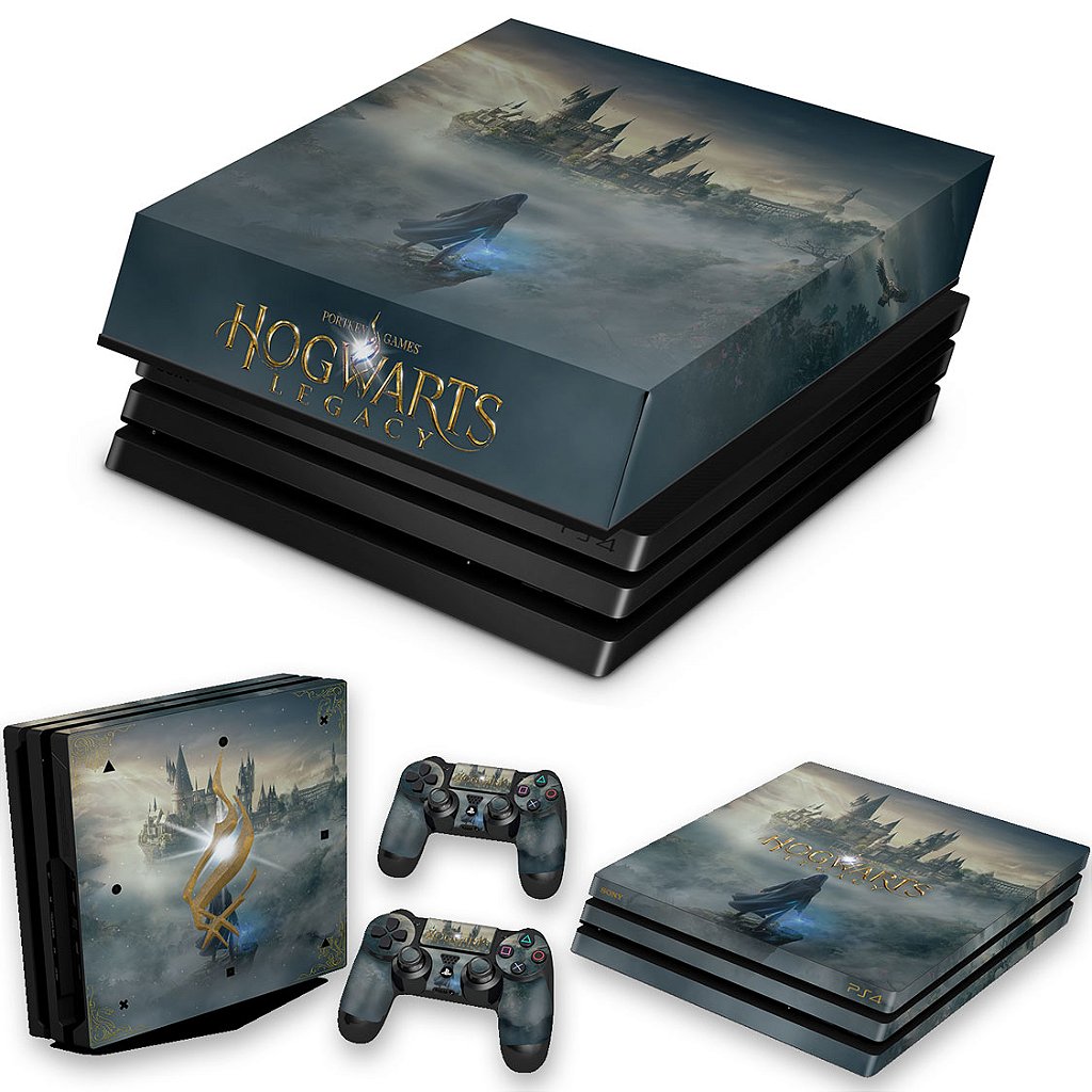 KIT Capa Anti Poeira e Skin Anti-Rage PS4 Pro - Hogwarts Legacy