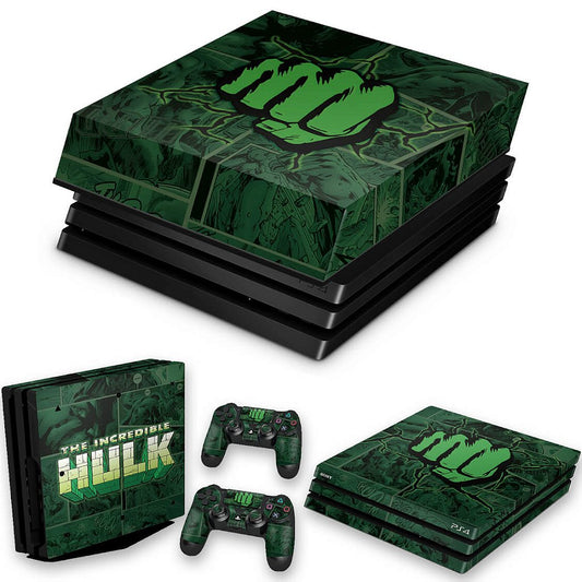 KIT Capa Anti Poeira e Skin Anti-Rage PS4 Pro - Hulk Comics