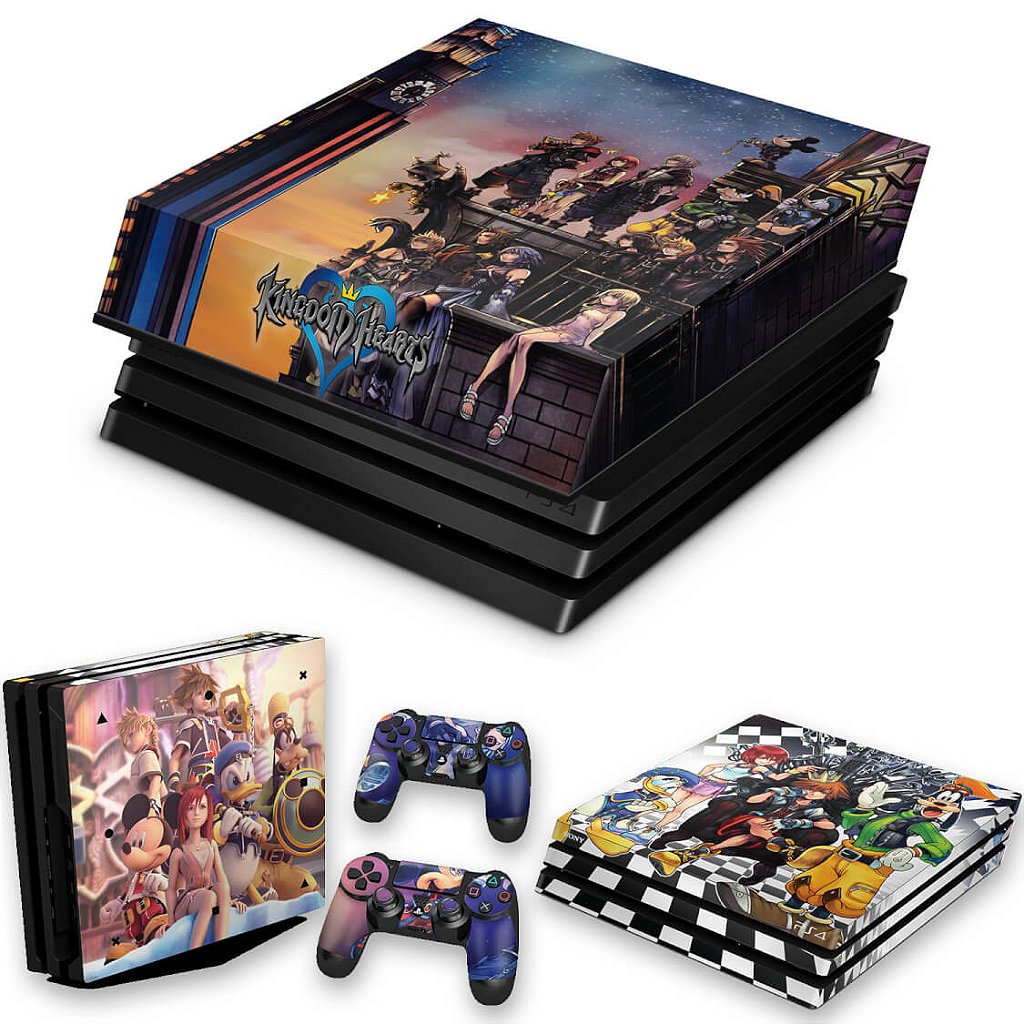 KIT Capa Anti Poeira e Skin Anti-Rage PS4 Pro - Kingdom Hearts