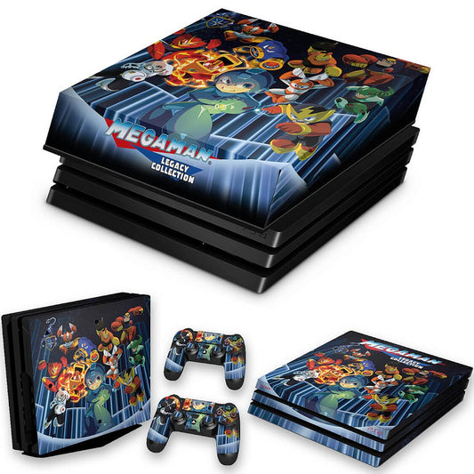 KIT Capa Anti Poeira e Skin Anti-Rage PS4 Pro - Megaman Legacy Collection