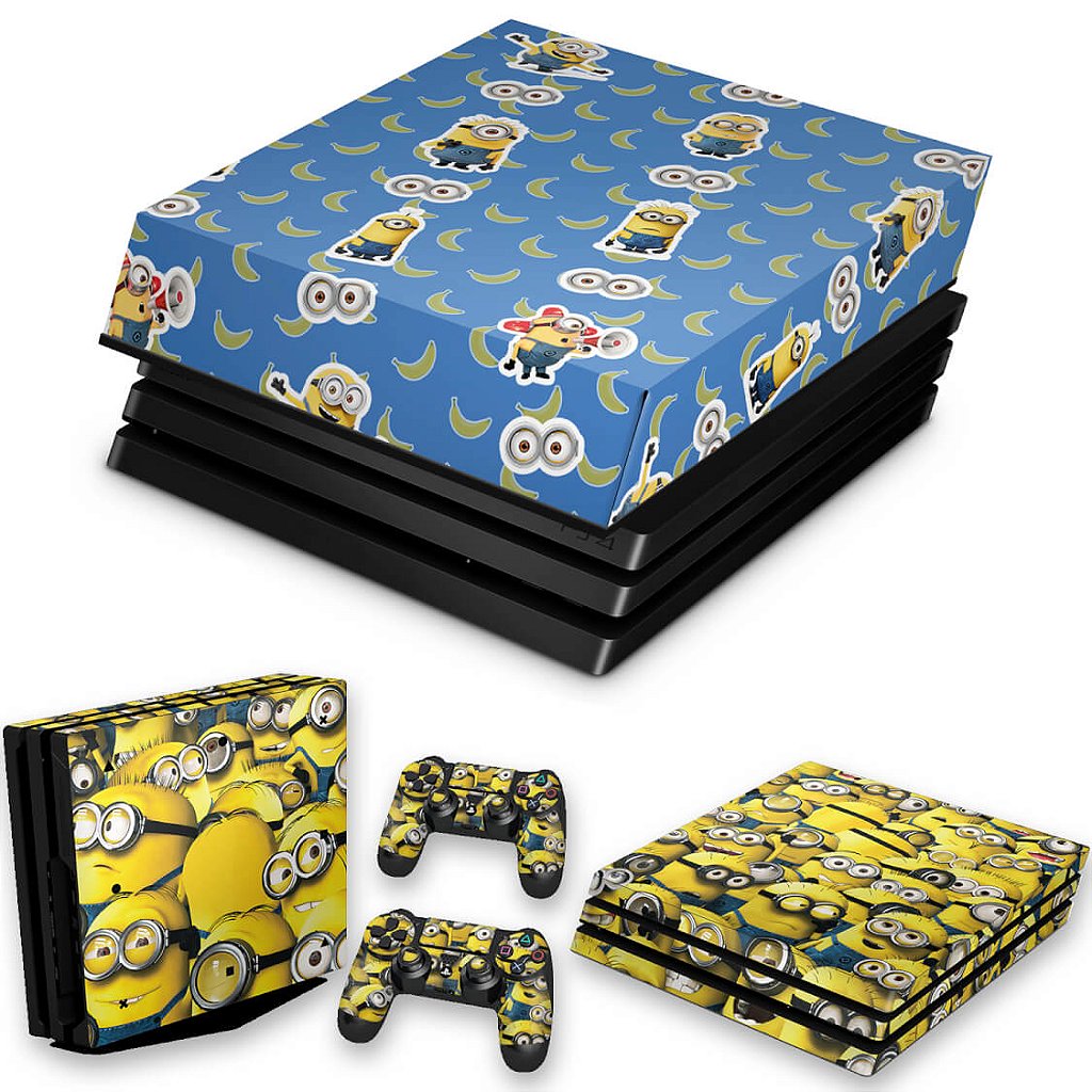 KIT Capa Anti Poeira e Skin Anti-Rage PS4 Pro - Minions