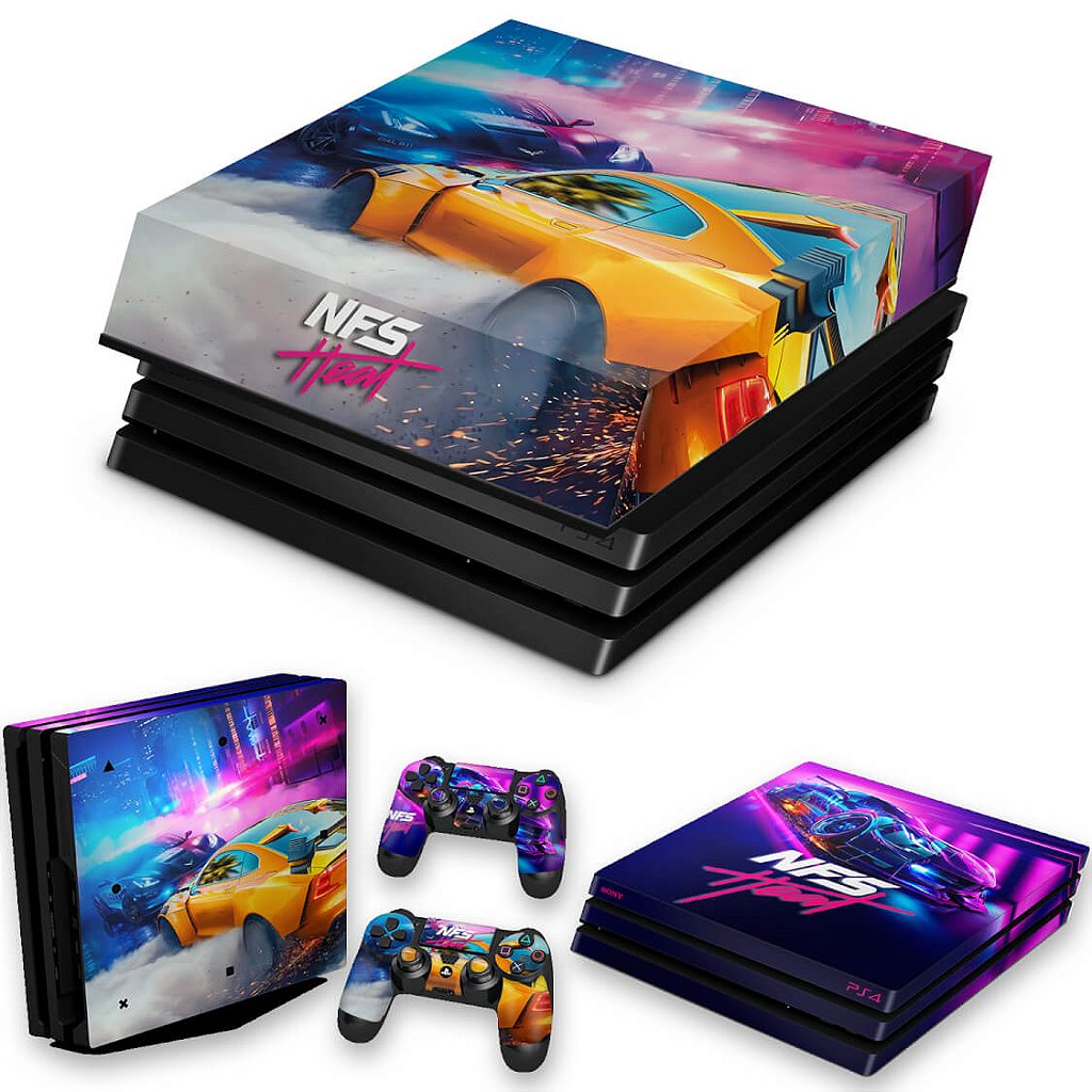 KIT Capa Anti Poeira e Skin Anti-Rage PS4 Pro - Need For Speed Heat