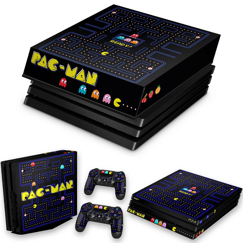 KIT Capa Anti Poeira e Skin Anti-Rage PS4 Pro - Pac Man
