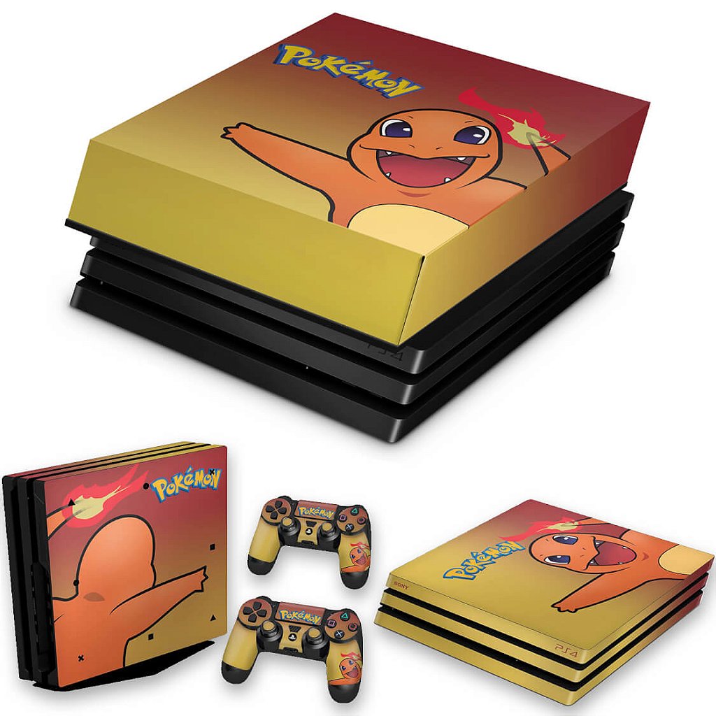 KIT Capa Anti Poeira e Skin Anti-Rage PS4 Pro - Pokemon Charmander