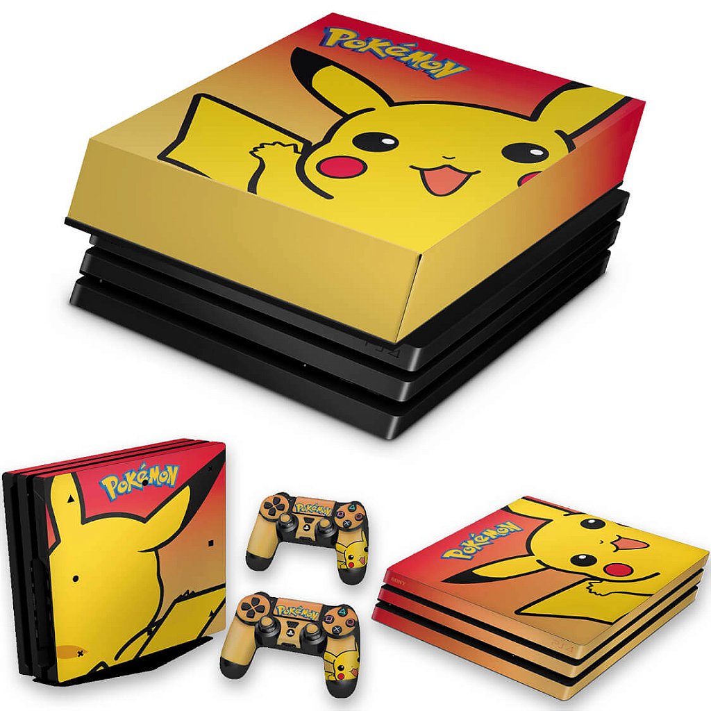 KIT Capa Anti Poeira e Skin Anti-Rage PS4 Pro - Pokemon Pikachu
