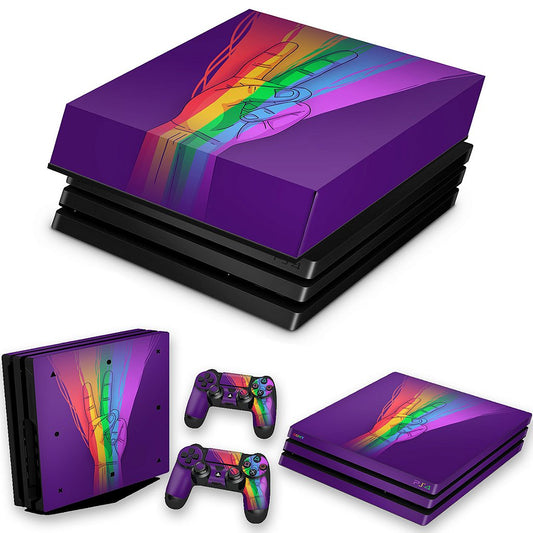 KIT Capa Anti Poeira e Skin Anti-Rage PS4 Pro - Rainbow Colors Colorido