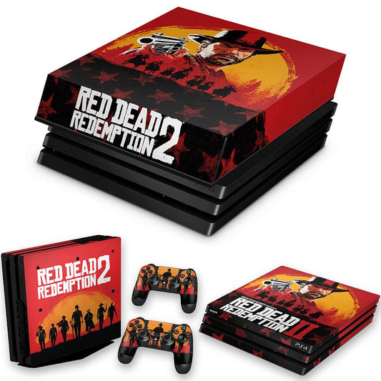 KIT Capa Anti Poeira e Skin Anti-Rage PS4 Pro - Red Dead Redemption 2