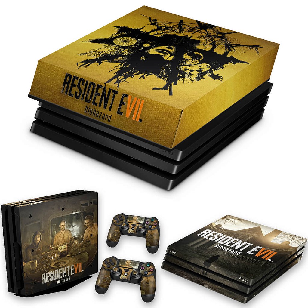 KIT Capa Anti Poeira e Skin Anti-Rage PS4 Pro - Resident Evil 7: Biohazard