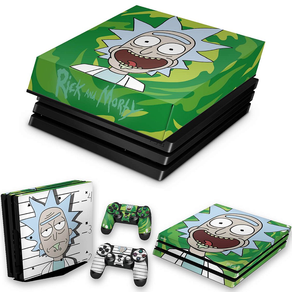KIT Capa Anti Poeira e Skin Anti-Rage PS4 Pro - Rick Rick And Morty