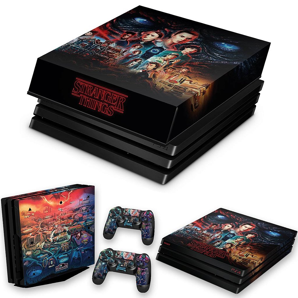KIT Capa Anti Poeira e Skin Anti-Rage PS4 Pro - Stranger Things