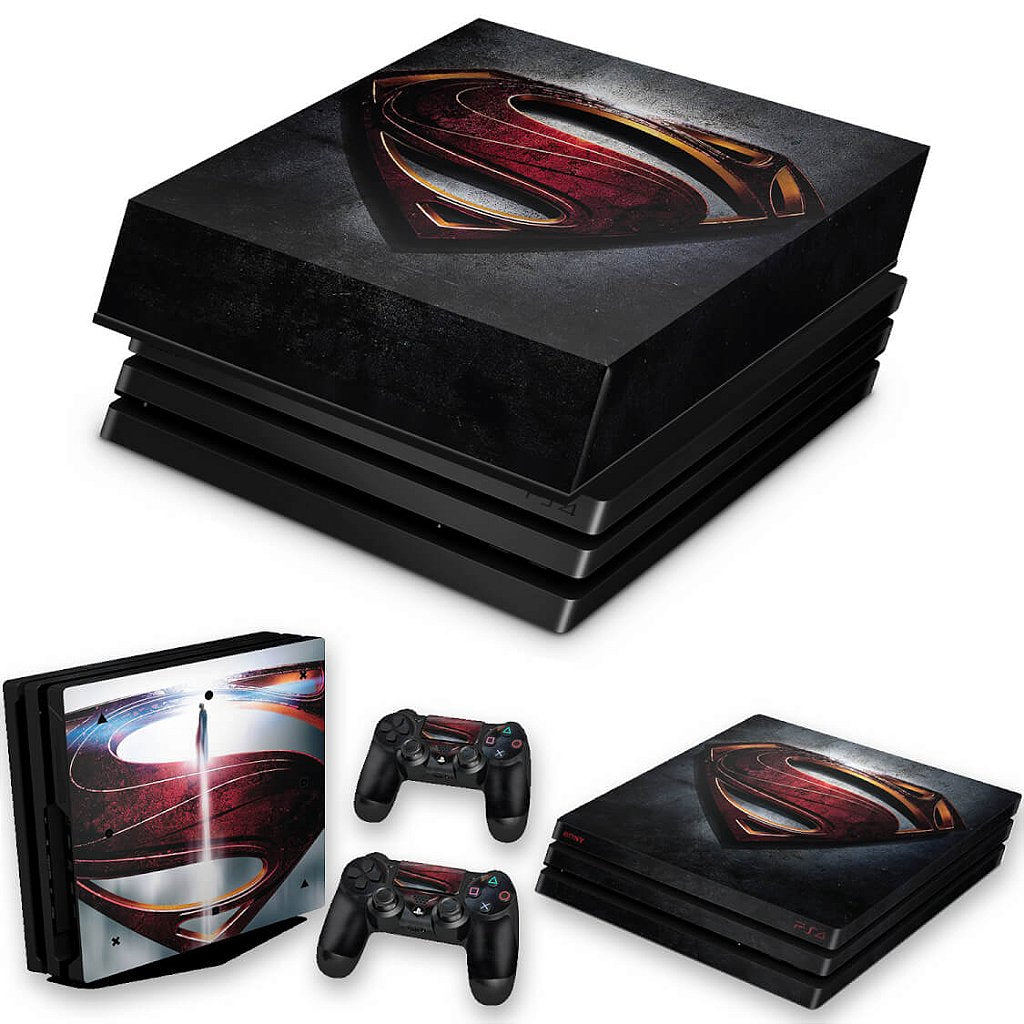 KIT Capa Anti Poeira e Skin Anti-Rage PS4 Pro - Superman - Super Homem