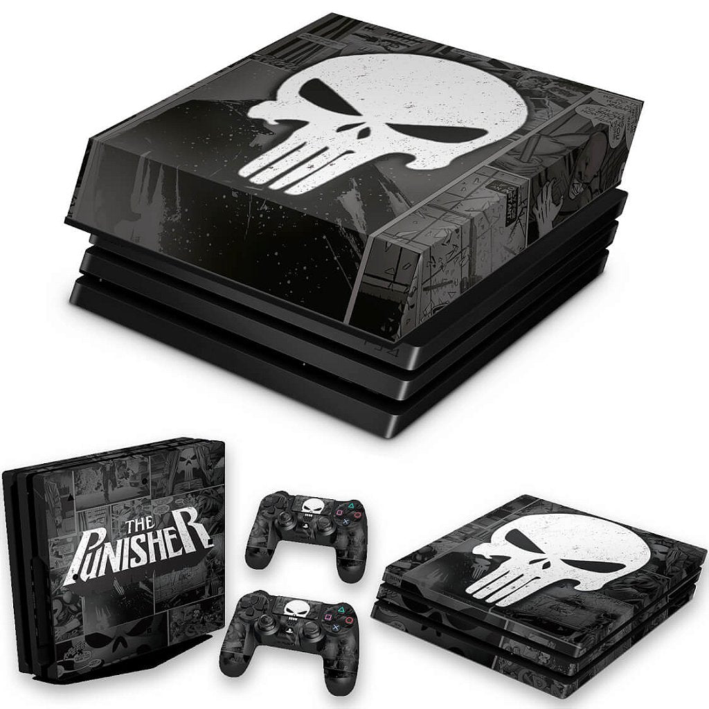 KIT Capa Anti Poeira e Skin Anti-Rage PS4 Pro - The Punisher Justiceiro Comics